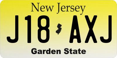 NJ license plate J18AXJ