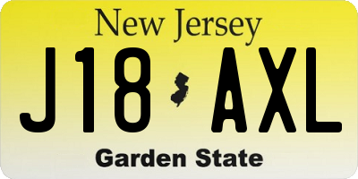 NJ license plate J18AXL