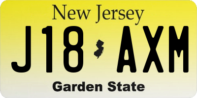 NJ license plate J18AXM