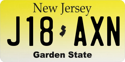 NJ license plate J18AXN
