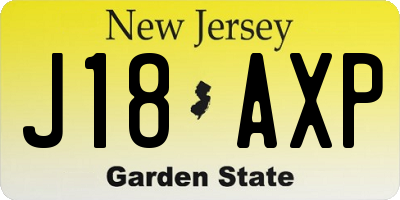 NJ license plate J18AXP