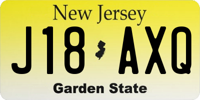 NJ license plate J18AXQ