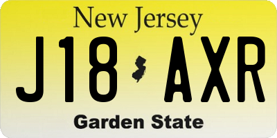 NJ license plate J18AXR