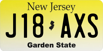 NJ license plate J18AXS