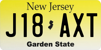 NJ license plate J18AXT