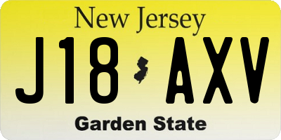 NJ license plate J18AXV