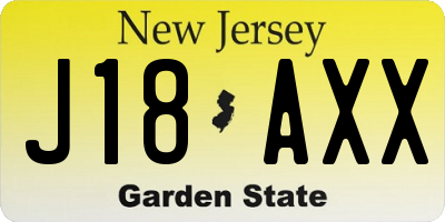 NJ license plate J18AXX