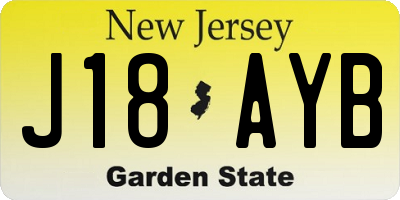 NJ license plate J18AYB