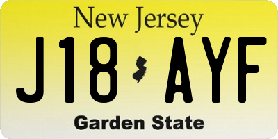 NJ license plate J18AYF