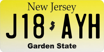 NJ license plate J18AYH