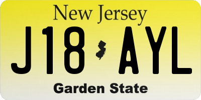 NJ license plate J18AYL
