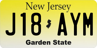 NJ license plate J18AYM