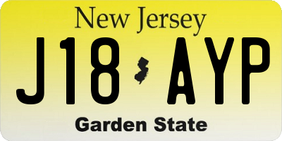 NJ license plate J18AYP