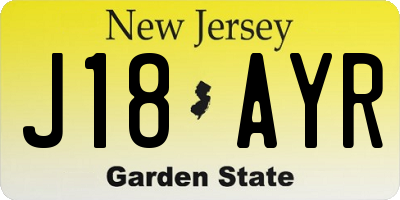 NJ license plate J18AYR