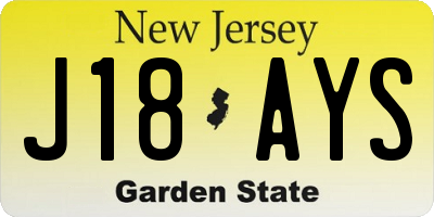 NJ license plate J18AYS