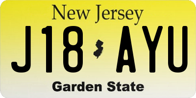 NJ license plate J18AYU
