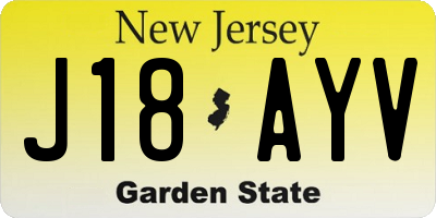 NJ license plate J18AYV