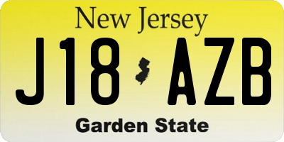 NJ license plate J18AZB