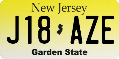 NJ license plate J18AZE