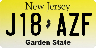 NJ license plate J18AZF