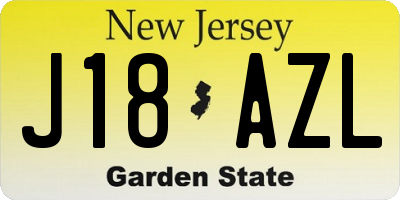 NJ license plate J18AZL