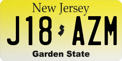 NJ license plate J18AZM