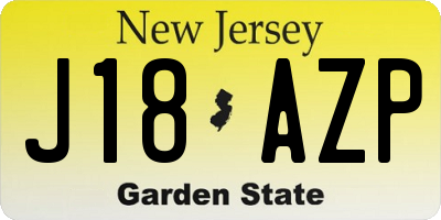 NJ license plate J18AZP