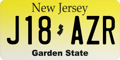 NJ license plate J18AZR