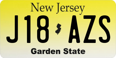 NJ license plate J18AZS