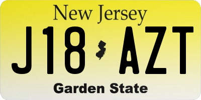 NJ license plate J18AZT