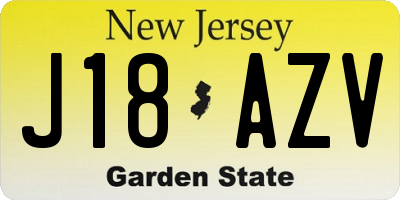 NJ license plate J18AZV