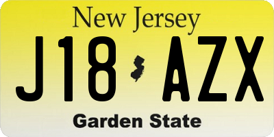 NJ license plate J18AZX