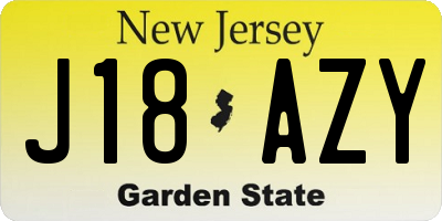 NJ license plate J18AZY