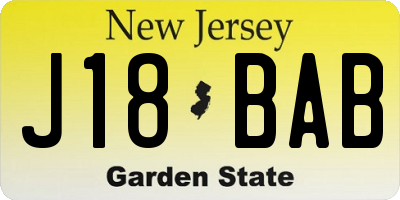 NJ license plate J18BAB