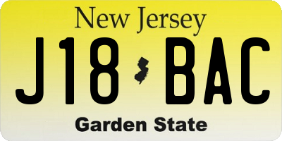 NJ license plate J18BAC