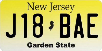 NJ license plate J18BAE
