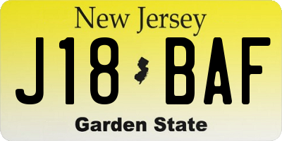 NJ license plate J18BAF