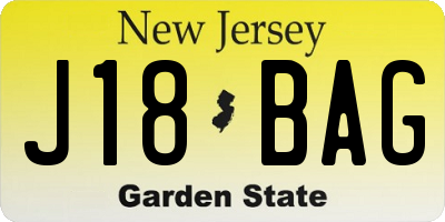 NJ license plate J18BAG
