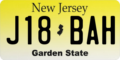 NJ license plate J18BAH