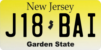 NJ license plate J18BAI