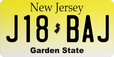 NJ license plate J18BAJ