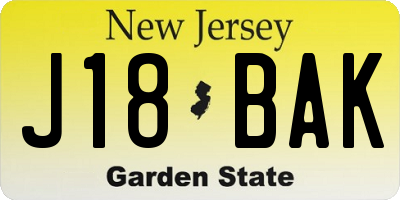 NJ license plate J18BAK