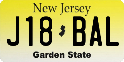NJ license plate J18BAL