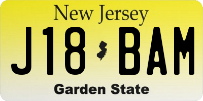 NJ license plate J18BAM