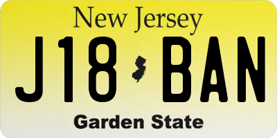NJ license plate J18BAN