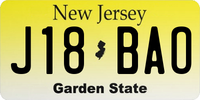 NJ license plate J18BAO