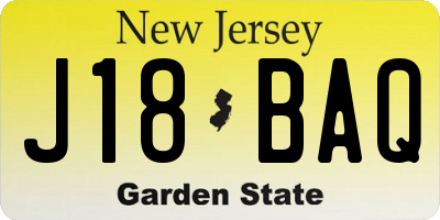 NJ license plate J18BAQ
