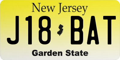 NJ license plate J18BAT