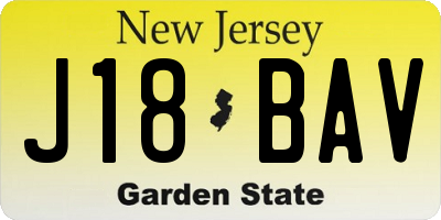 NJ license plate J18BAV