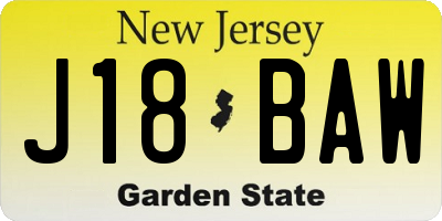 NJ license plate J18BAW